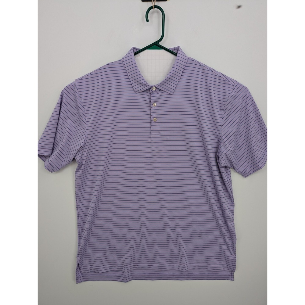 Peter Millar Summer Comfort Mens XL Purple Striped Golf Performance Polo Shirt